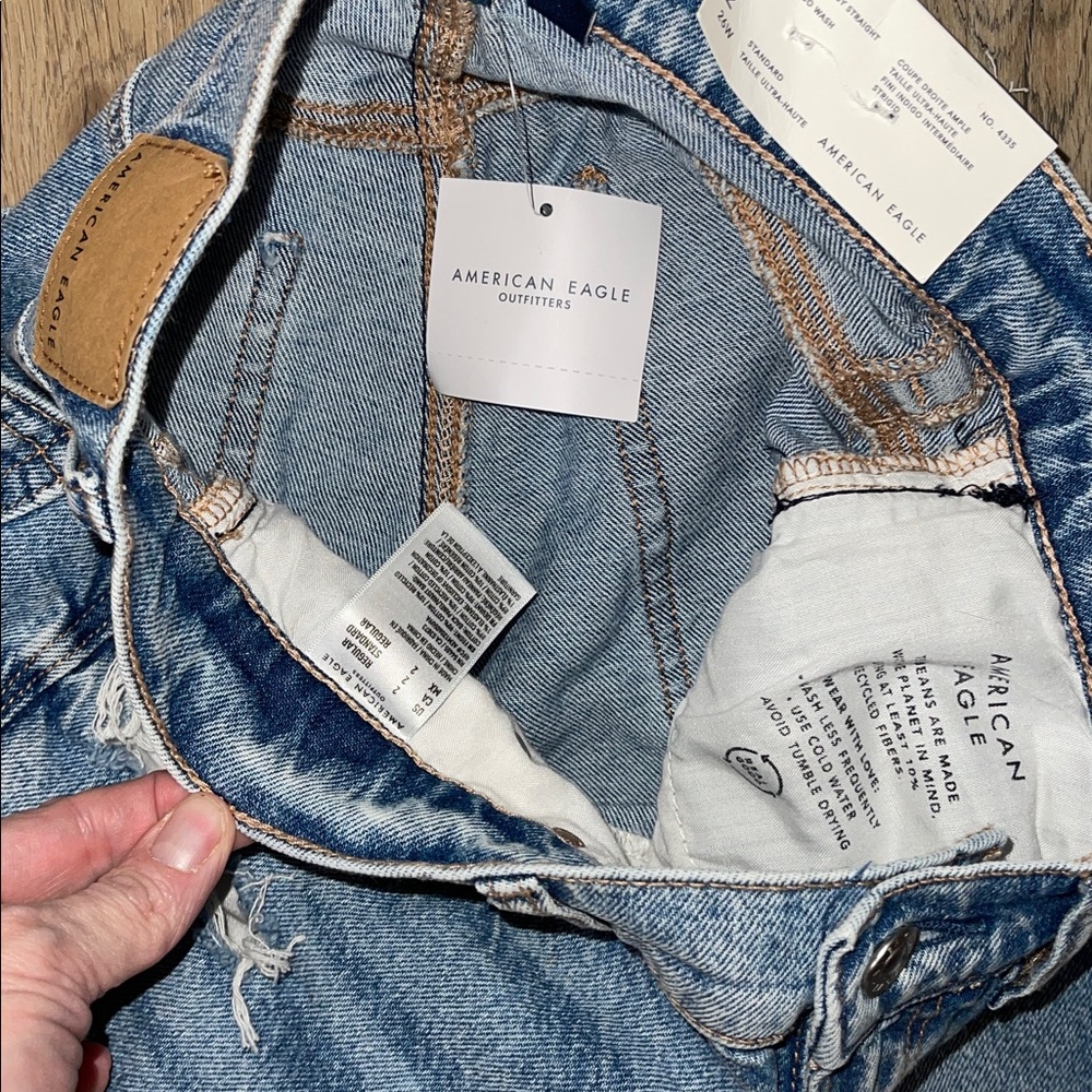NWT STRIGID American Eagle highest rise baggy straight distressed denim jeans - Picture 10 of 14